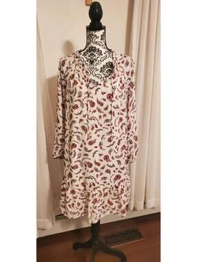 Old Navy Cream and Burgundy Floral Dress, Size M, New with Tags